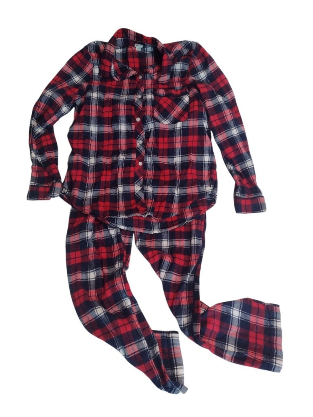 Aerie Y2K Womens Plaid Flannel Pajamas S Vintage Cabincore Pocket Grunge Button